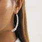 Jewelry Temperament Cold Water Drop Imitation Pearl Earrings Versatile Geometric Metal Earhook Earrings Women