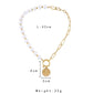 Korean ins light luxury public high-end design sense stainless steel golden coin arrow lock necklace