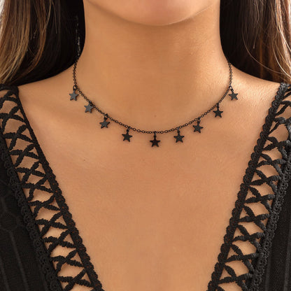 Jewelry Sweet Cool Dark Single-layer Disc Star Necklace Simple Personality Cross Clavicle Necklace