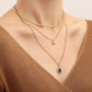 Jewelry trend multi-layer flat snake chain imitation green agate necklace female ins creative niche design sense