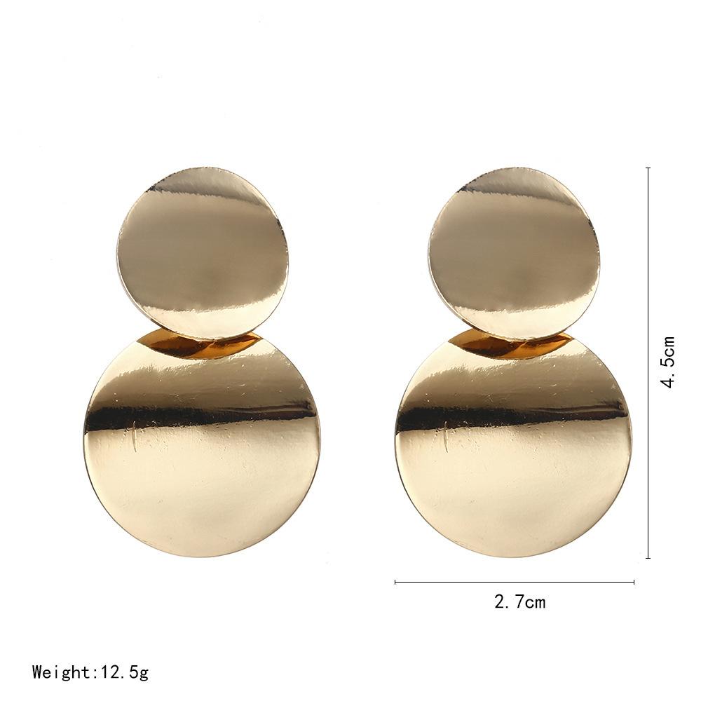 Personality Simple Exaggerated Geometric Brushed Round Metal Stitching Temperament Earrings Earrings Earrings Earrings