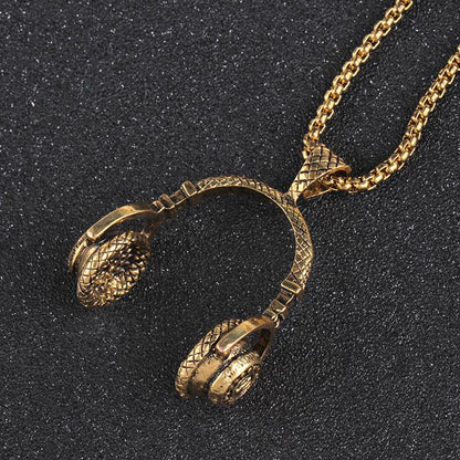 Men's Personality Hip Hop Headphone Pendant Rock Punk Headphone Necklace Jewelry