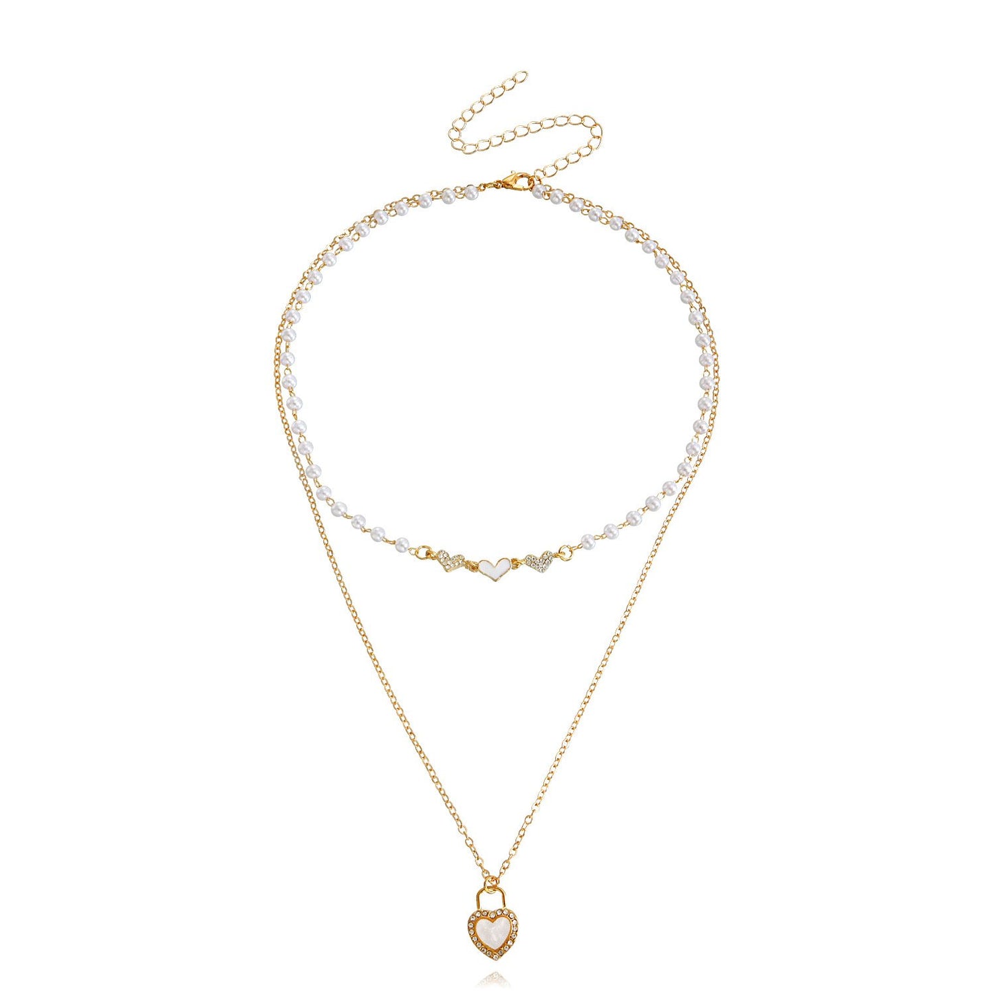 Jewelry Ladies Sweet Love Imitation Pearl Clavicle Chain Versatile Fashion Simple Personality Necklace