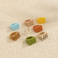 Trendy colorful acrylic plain ring fashion simple geometric square wide-brimmed resin ring