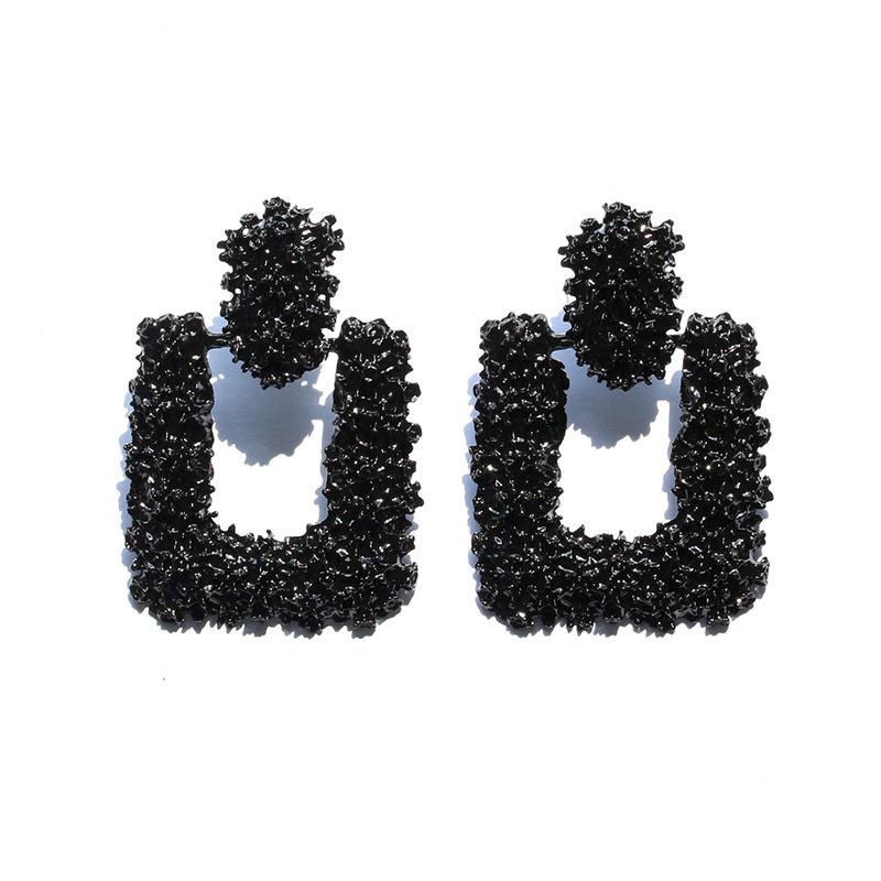 Metal Geometric Earrings Retro Exaggerated Square Frosted Earrings Fashion Irregular Stud Earrings Women