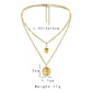 Fashion personality double love stainless steel gold coin star pendant titanium steel heart-shaped necklace for women