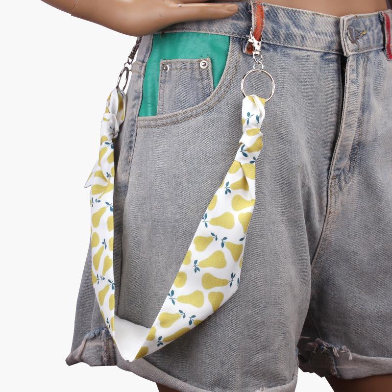 Retro pattern square scarf silk scarf trousers scarf street dance hip-hop small scarf vintage all-match trendy ins pants chain accessories