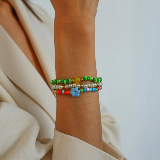 B1556 Multilayer Bracelet Bohemian Ethnic Fashion Hand Decoration Creative Colorful Beads Accessories