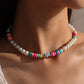 N9966 Bohemian Ethnic Necklace Imitation Pearl Soft Pottery Colorful Necklace Leisure Vacation Pendant