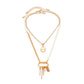 Jewelry Frosty Metal Chain Ring Necklace Female Retro Simple Imitation Pearl Beaded Necklace