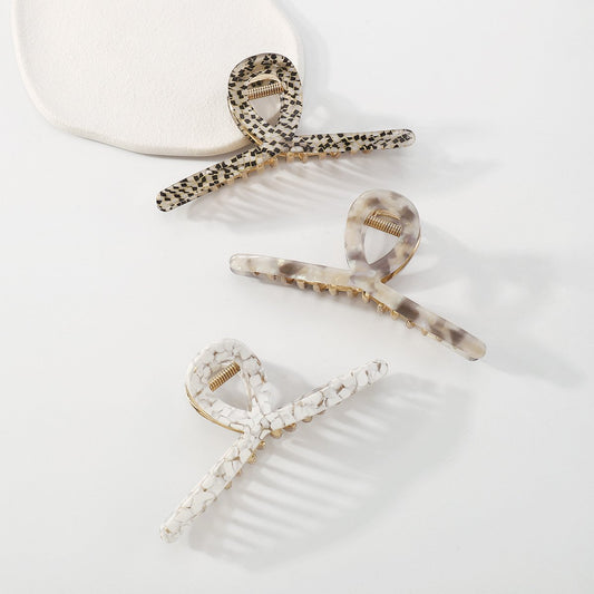 F436 Elegant Metal Plate Hair Shark Hairpin Frosty Resin Texture French Lazy Clipper Female