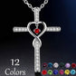 Fashion Cross Religious Belief Inlaid Zircon Pendant Necklace Heart Shape Necklace Jewelry