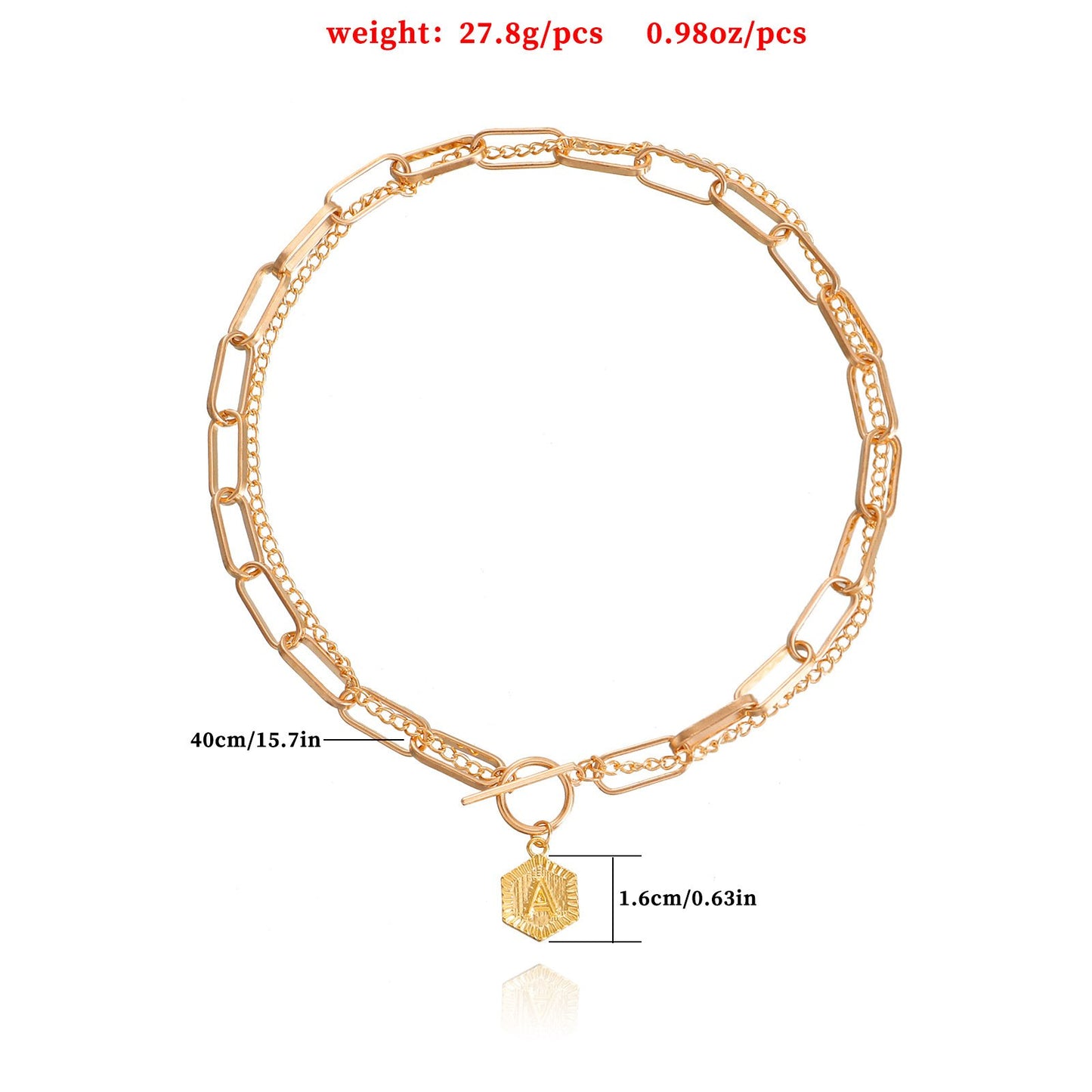 Necklace Explosive Accessories Exaggerated Punk Metal Cuban Chain Necklace Light Luxury Letter A Double Necklace Female