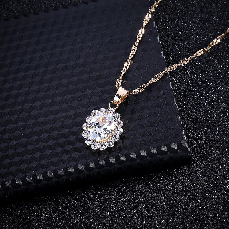 Autumn and Winter Bridal Jewelry Set Gemstone Diamond Necklace Two-piece Set Jewelry