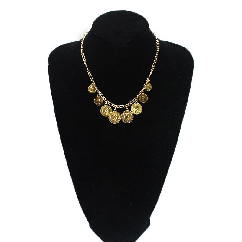 Popular Jewelry Trend Fashion Simple Portrait Engraving Coin Chain Necklace
