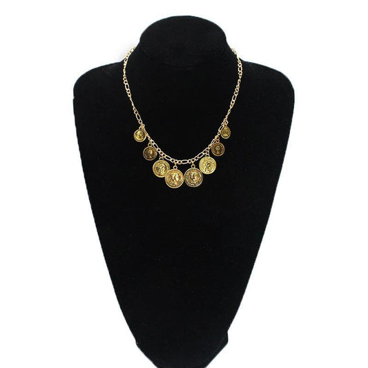 Popular Jewelry Trend Fashion Simple Portrait Engraving Coin Chain Necklace