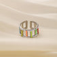 Fashionable high-level cold ins stainless steel opening color drop oil simple line ring