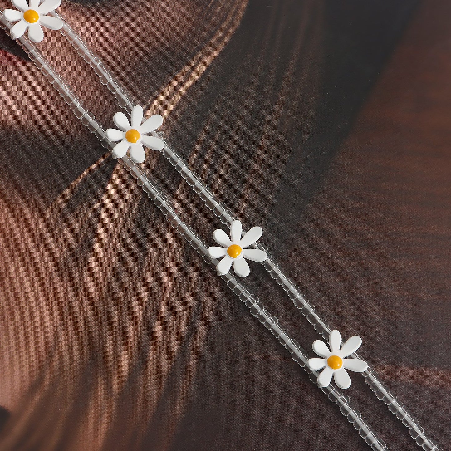 Jewelry ins transparent rice beads daisy sun flower small fresh leg chain accessories female beach leg ring