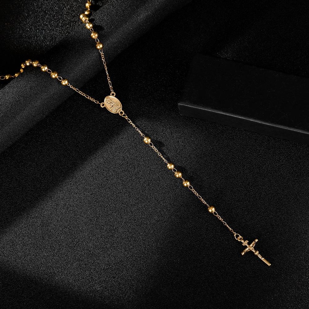 Fashion Jewelry Personality Beaded Stitching Cross Necklace Versatile Style Men's and Women's Jewelry