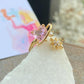 Ins pink love open ring fashion temperament micro-inlaid zircon octagon index finger ring girlfriend gift