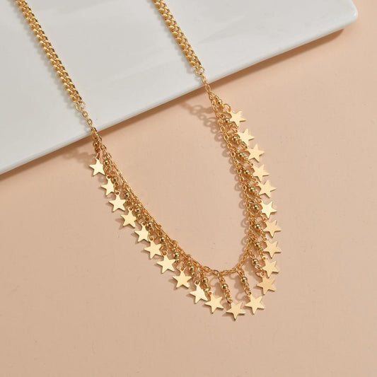 Fashion Iron Star Pendant Necklace Short Necklace Clavicle Chain Accessories