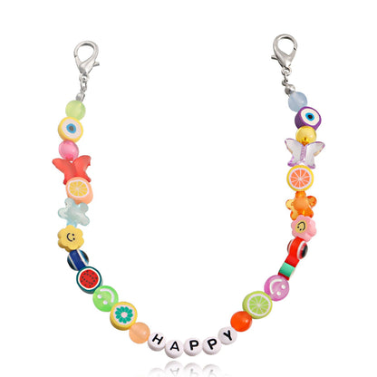 Soft pottery fruit ins letter shoe chain jewelry metal shoe chain canvas shoe decoration