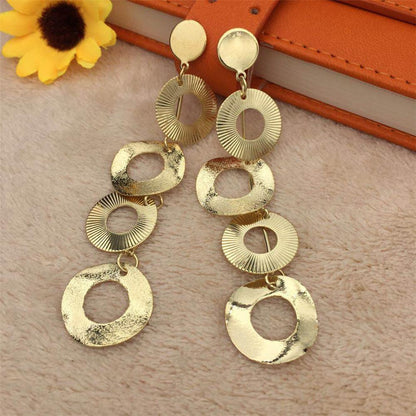 Ring string earrings ladies multi-level metal disc exaggerated earrings Christmas party stage performance