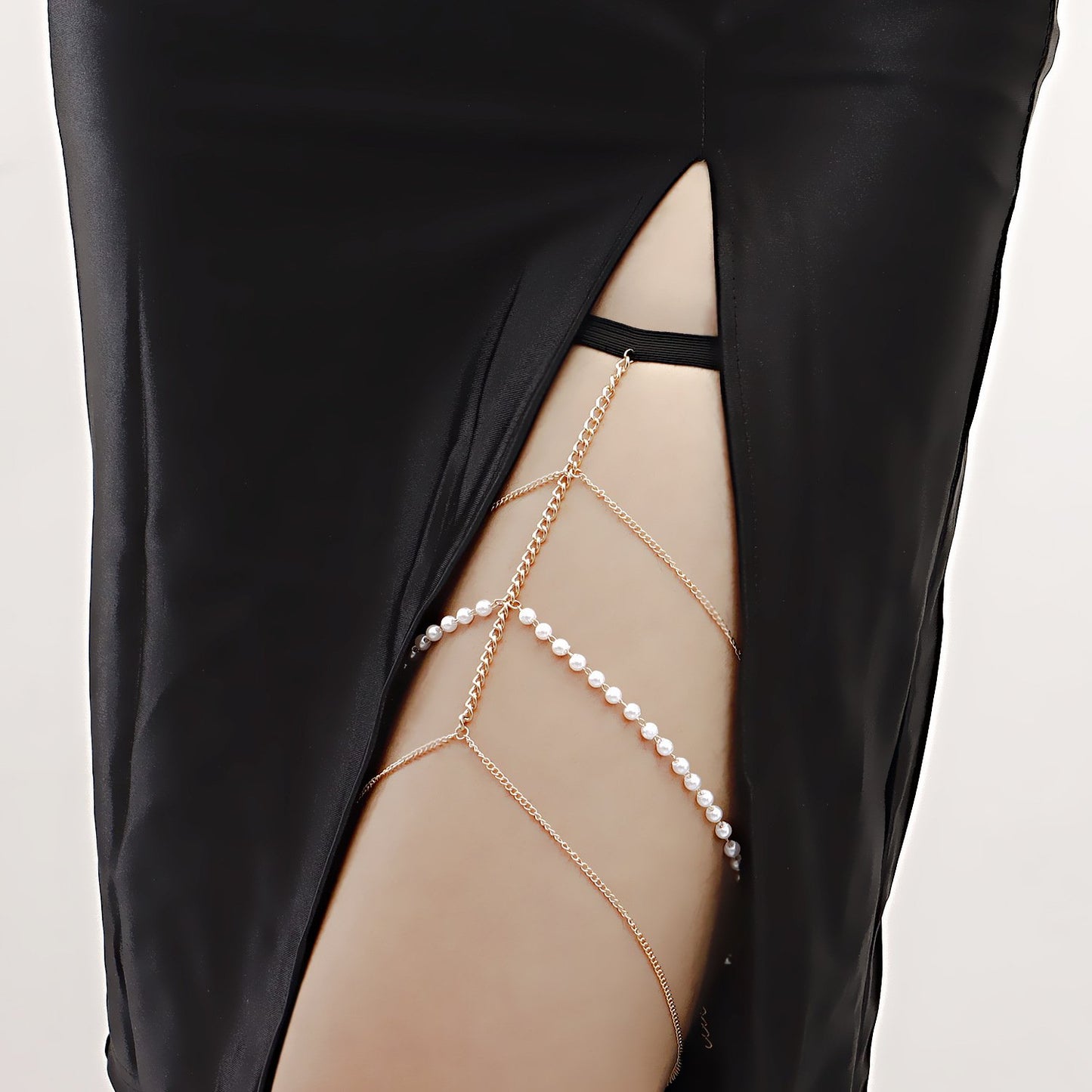 Jewelry Casual Beach Geometric Metal Fashion Leg Ring Sexy Elastic Rope Imitation Pearl Leg Chain