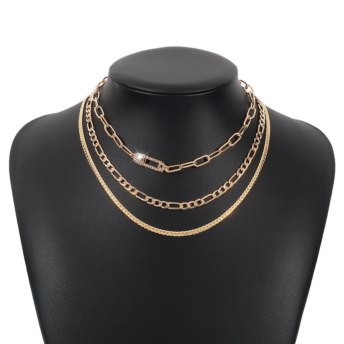 N1292 jewelry stacked multi-layer micro-inlaid pin fashion necklace personalized retro exaggerated necklace
