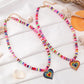 Niche design sense rainbow color soft pottery beaded gradient color large love necklace female simple all-match necklace