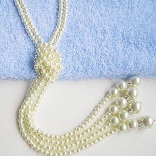 Classic Versatile Fashion Pendant Pearl Multilayer Knotted Sweater Chain Long Necklace Jewelry