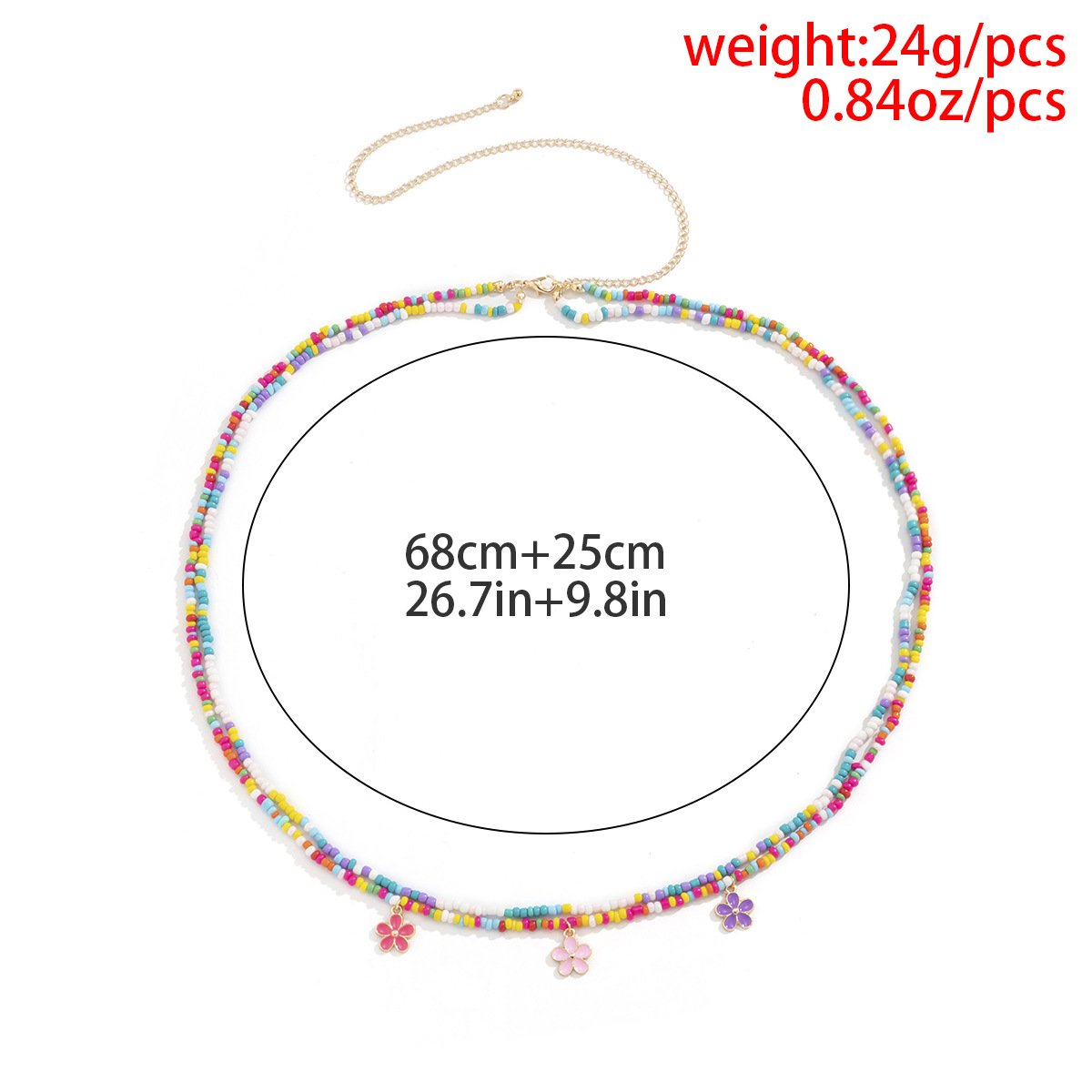 Summer Beach Vacation Colorful Flower Beads Waist Chain Feminine Geometric Elastic Body Chain