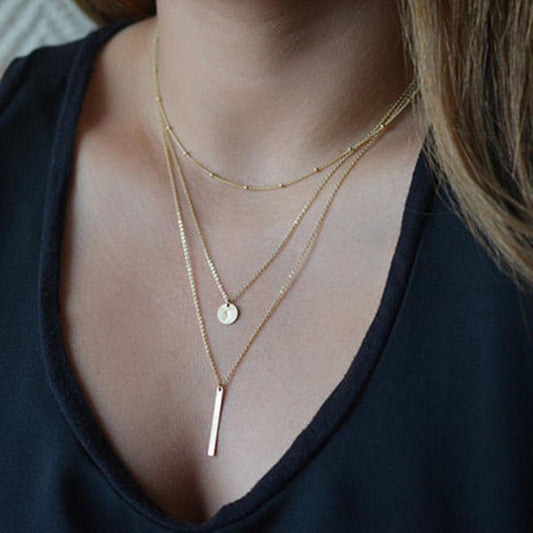 Fashion Women's Bohemian Glitter Sequin Layered Necklace Clavicle Chain Jewelry