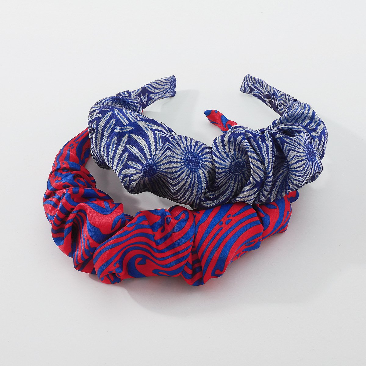 F4483 tribal ethnic color folded headband high skull top show face small net red striped headband hairpin