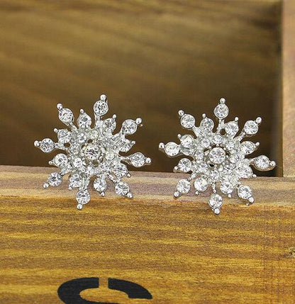 Fashion Earrings Temperament Rhinestone Brilliant Diamond Snowflake Stud Earrings Popular Earrings