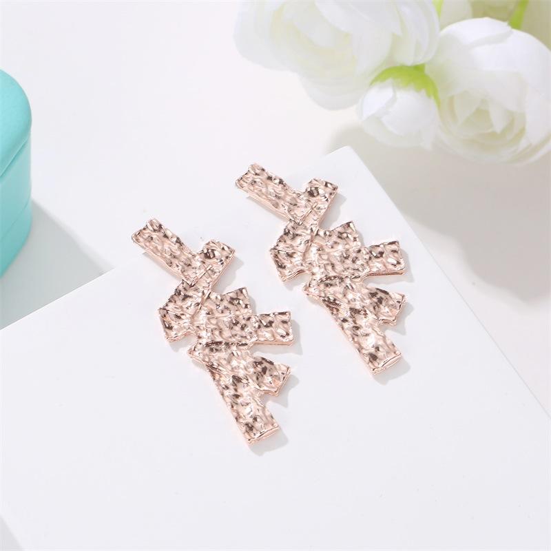 Earrings Frosted Irregular Geometric Stud Earrings Trendy Street Shooting Rectangular Stitching Ear Jewelry