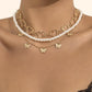 Jewelry Temperament Simple Butterfly Peach Heart Clavicle Necklace Retro Versatile Pearl Beaded Necklace Women