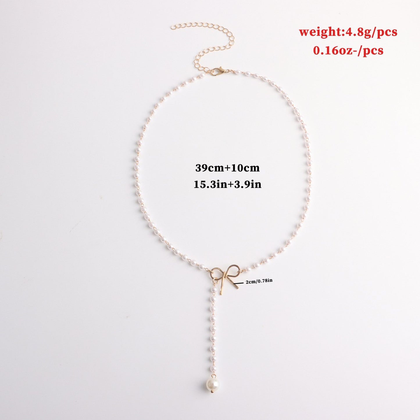 Jewelry Alloy Bow Knot Pearl Tassel Pendant Necklace Ladies Simple Temperament Popular Necklace