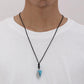Trendy Men's Black Rope Feather Triangular Sapphire Necklace Art Retro Necklace