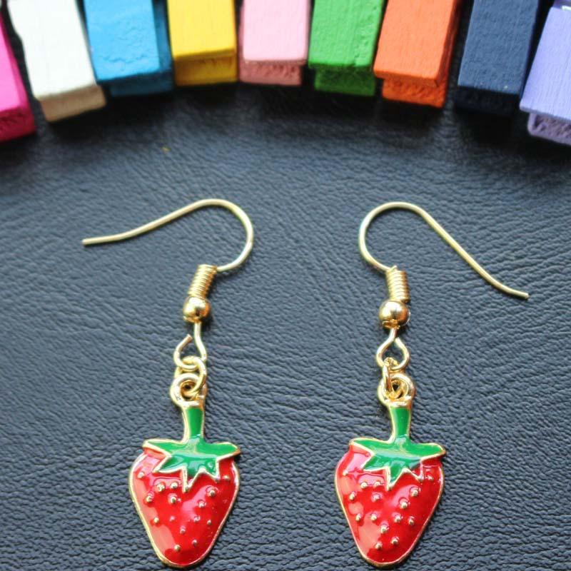 Fruit series earrings drop oil alloy red strawberry earrings holiday gift direct supply