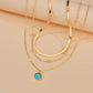 Vintage Ethnic Round Resin Accessories Pendant Necklace Snake Chain Multilayer Necklace Women Jewelry
