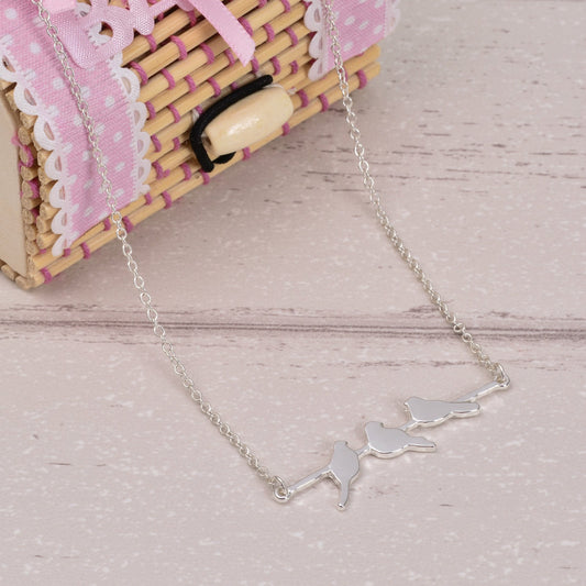 Jewelry Three Birds Branches Pendant Necklace Fresh and Cute Girls Necklace
