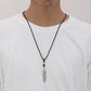 Trendy Design Street Shot Men's Simple Fashion Feather Beads Wax Rope Adjustable Length Necklace