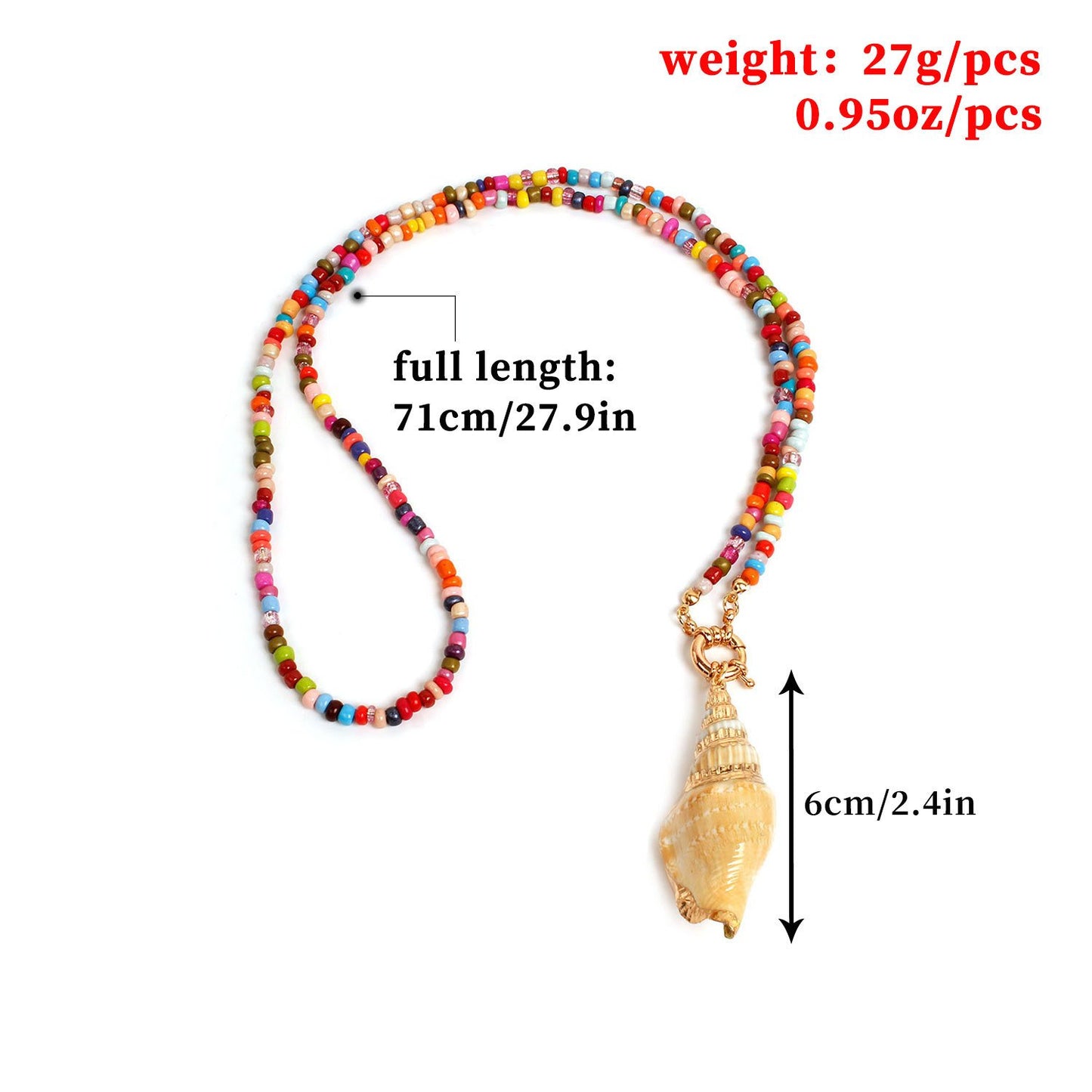 Jewelry hand-woven color rope rice beads conch necklace ladies fashion temperament necklace sweater chain
