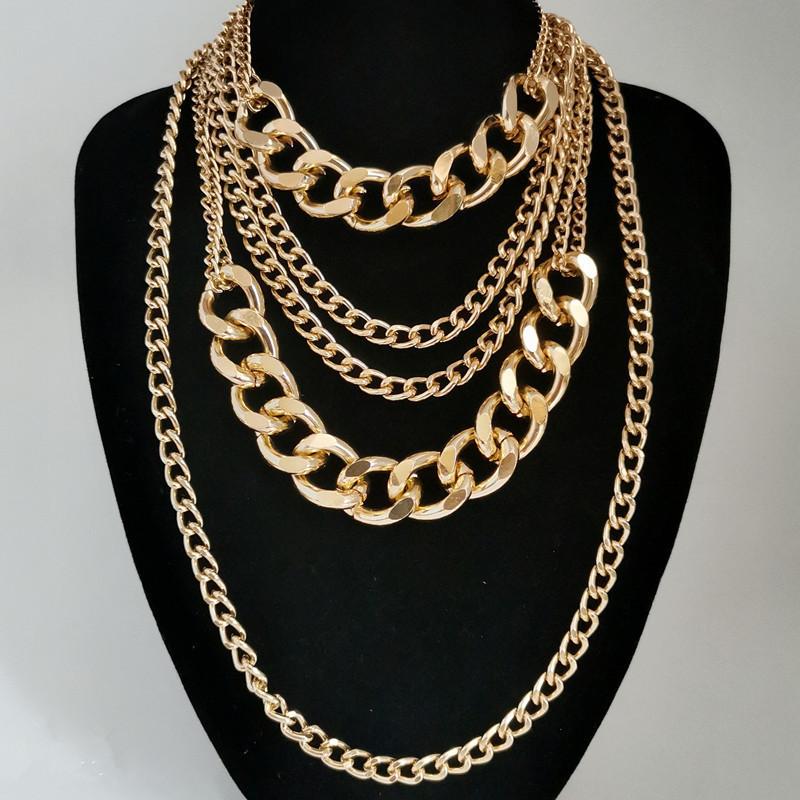 Jewelry Exaggerated Multilayer Punk Hip Hop Necklace Female Fashion Thick Chain Necklace Sweater Chain