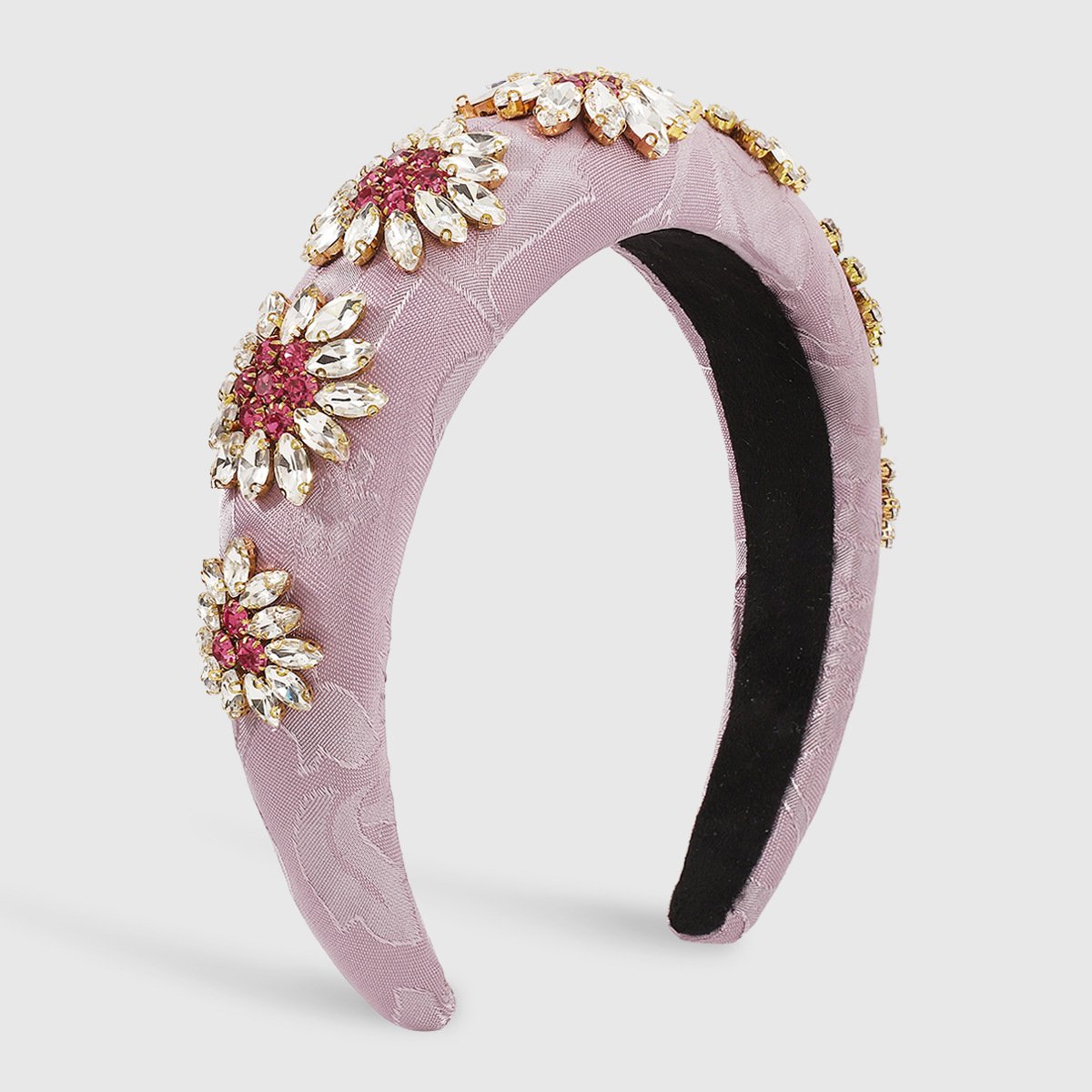 F4772 Baroque Retro Heavy Industry Exaggerated Headband Embroidered Rhinestone Flowers Thick Sponge High Skull Top Light Luxury Headband