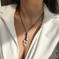 Jewelry Simple Wax Line Geometric Necklace Temperament Mi-shaped Imitation Pearl Tassel Pendant Necklace Female