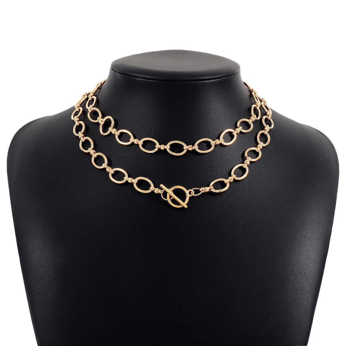N1254 Retro O-chain Stacked Necklace Personality Exaggerated Creative Stacked Geometric Cold Necklace Female