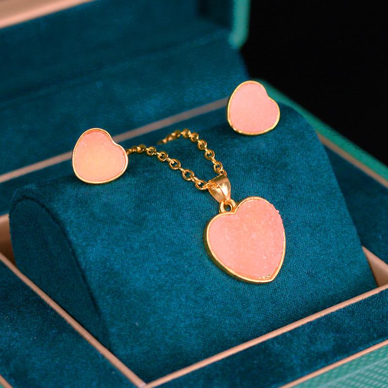 Explosive Fashion Earrings Necklace Set Jewelry Female Candy Gradient Pendant Sweet Earrings Jewelry