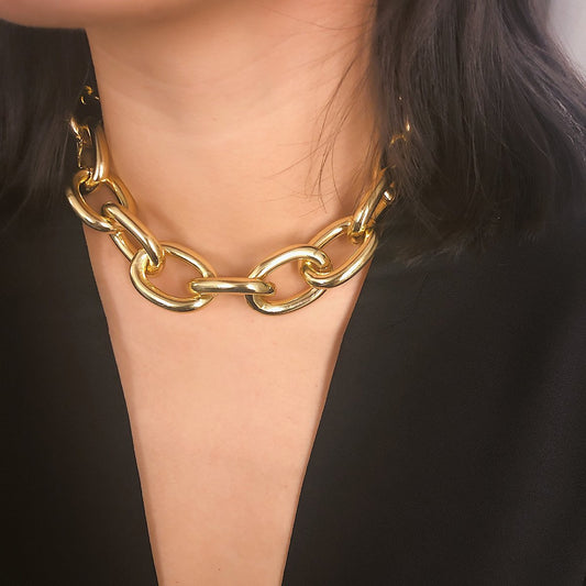 Jewelry Simple Personality Metal Chain Necklace Necklace Female Exaggerated Frosted Punk Short Necklace